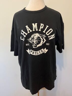 Champion Phys Ed Cougar Graphic Tee Black Short Sleeve CPM253TS02001 Mens S